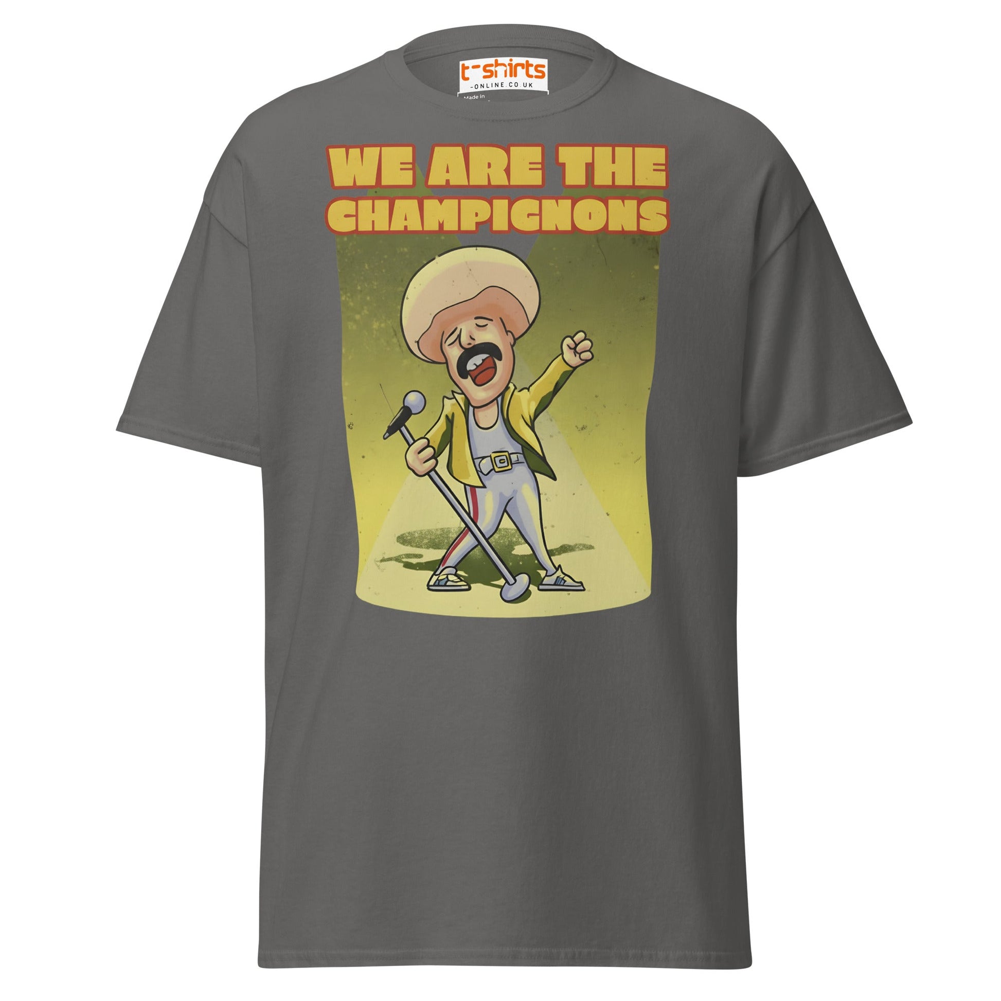 We Are The Champignons T-Shirt – Funny Mushroom Tee - Charcoal - T-Shirts Online