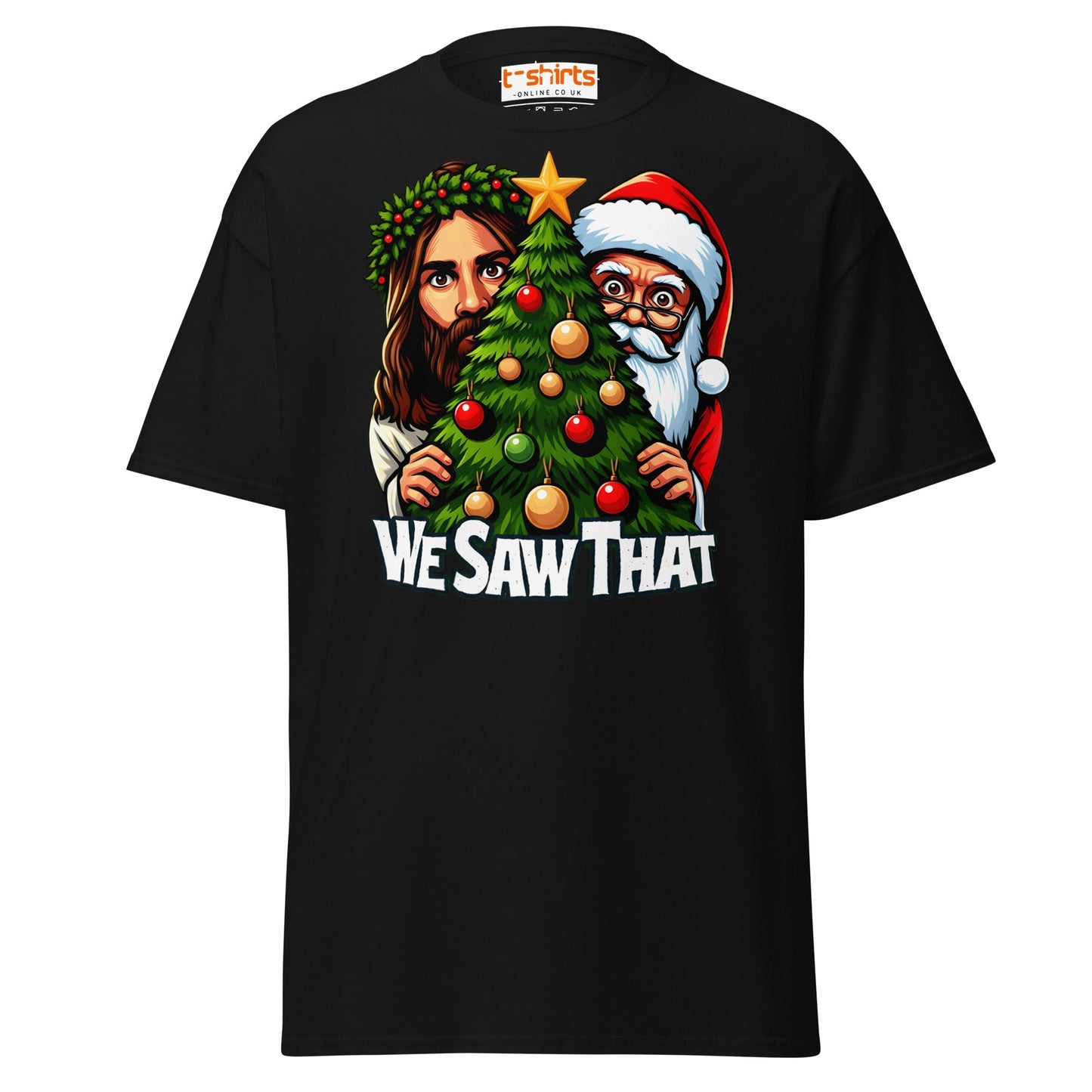 We Saw That T-Shirt | Funny Santa & Jesus Christmas - Black - T-Shirts Online