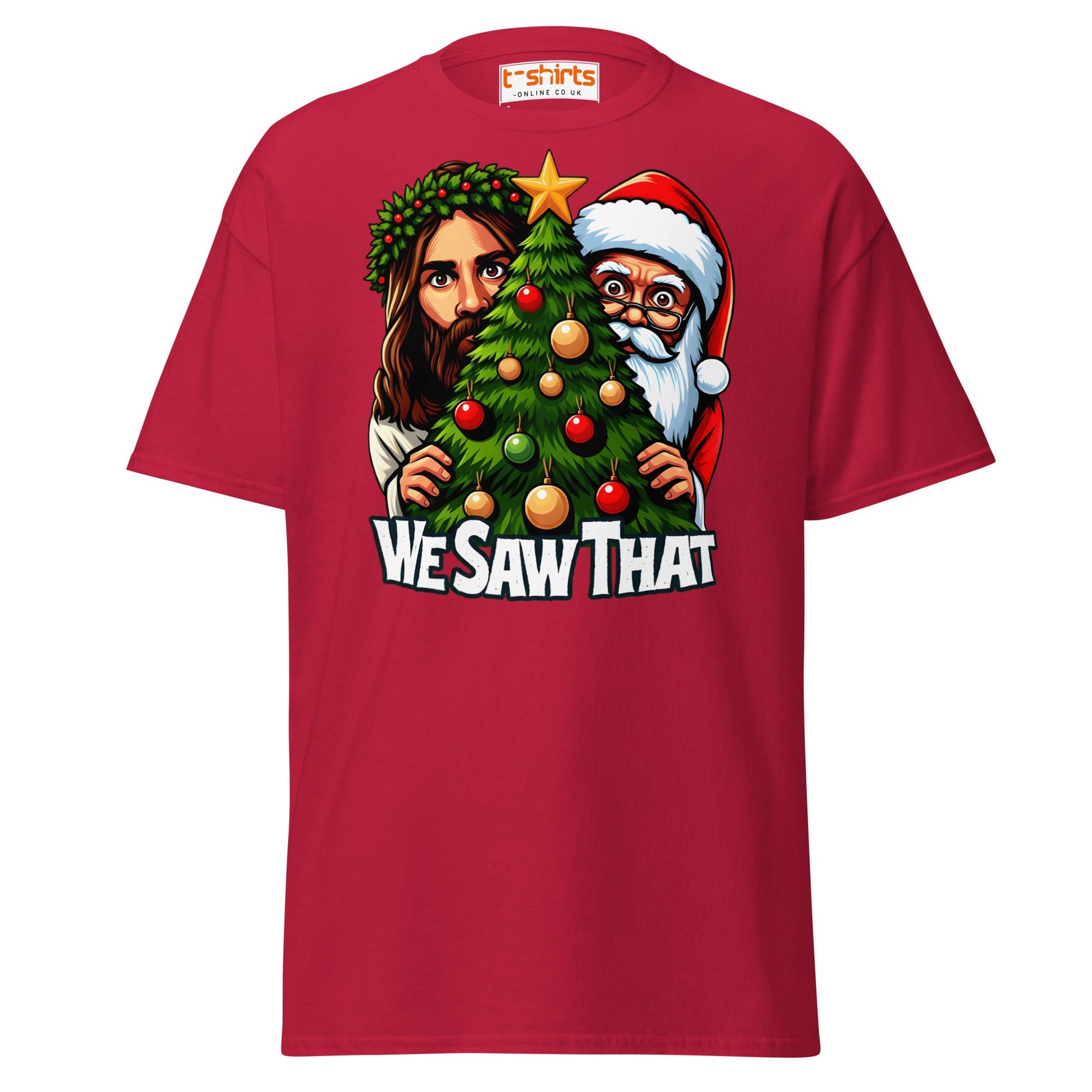 We Saw That T-Shirt | Funny Santa & Jesus Christmas - Cardinal - T-Shirts Online
