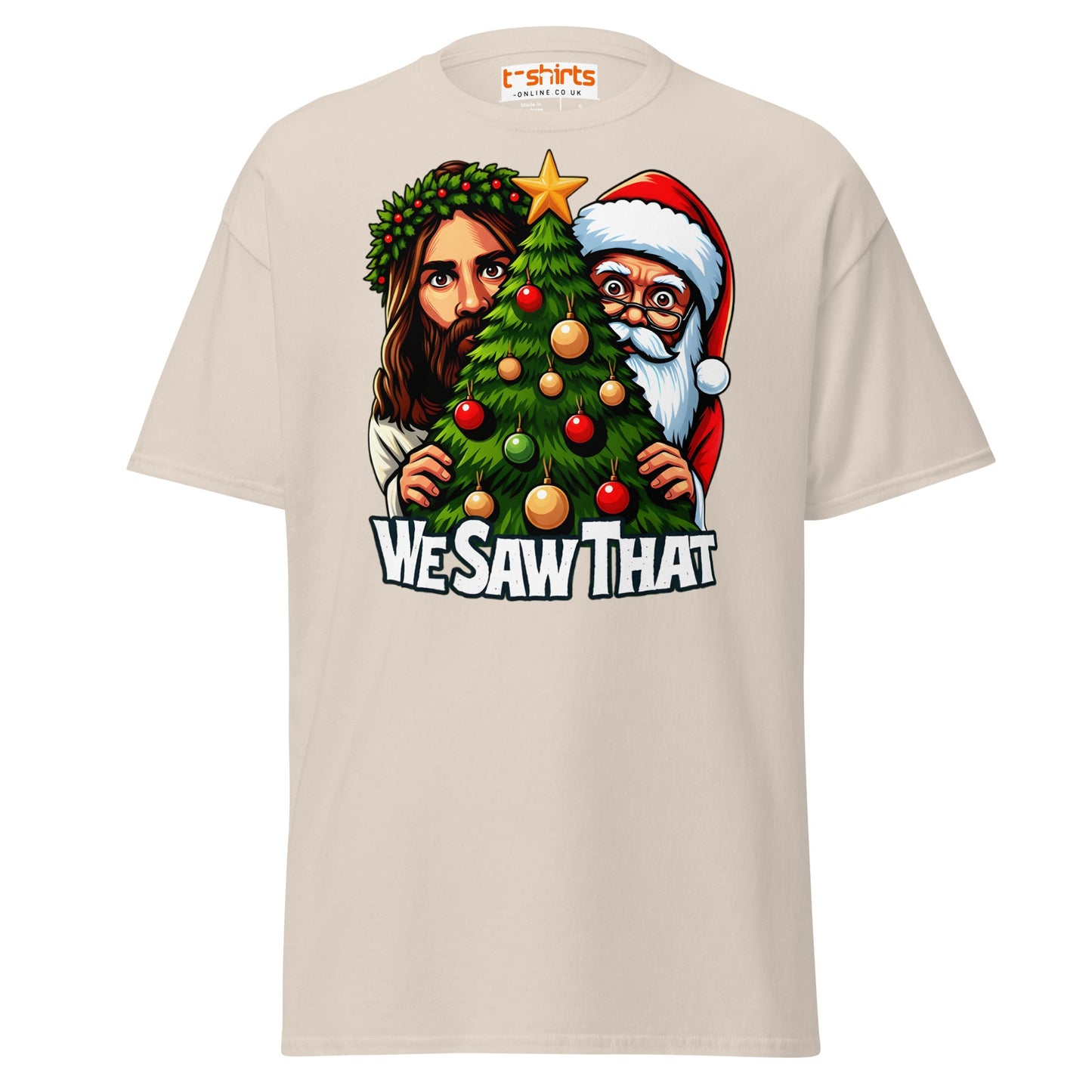We Saw That T-Shirt | Funny Santa & Jesus Christmas - Natural - T-Shirts Online