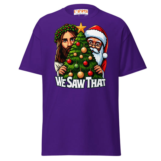 We Saw That T-Shirt | Funny Santa & Jesus Christmas - Purple - T-Shirts Online