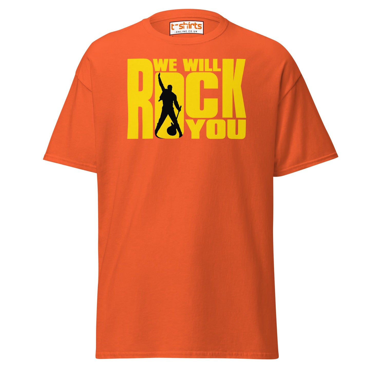 We Will Rock You T-Shirt – Classic Rock Band Tee - Orange - T-Shirts Online