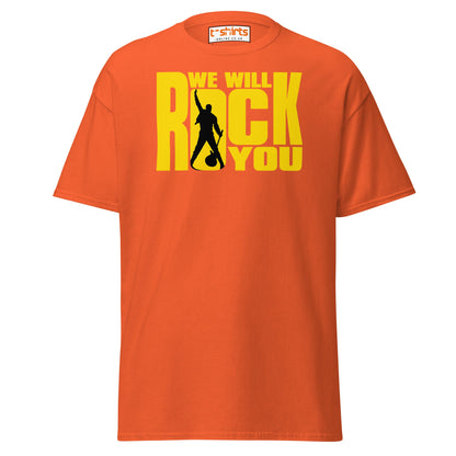 We Will Rock You T-Shirt – Classic Rock Band Tee - Orange - T-Shirts Online
