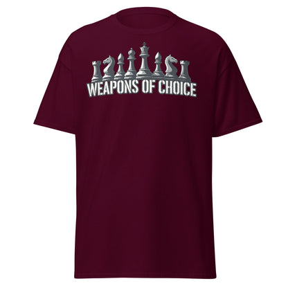 Weapons of Choice Chess T-Shirt | Tactical Chess Graphic Tee - Maroon - T-Shirts Online