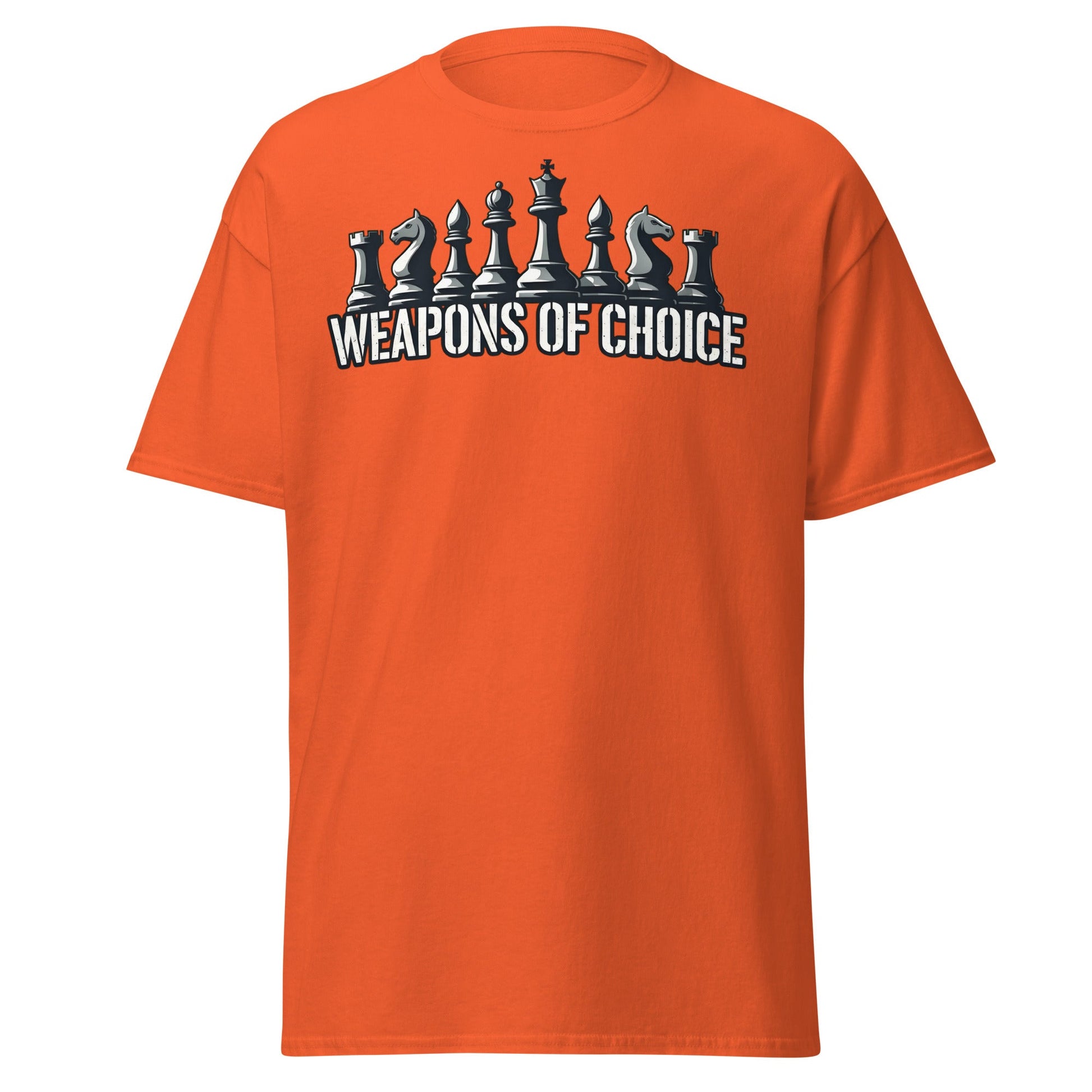 Weapons of Choice Chess T-Shirt | Tactical Chess Graphic Tee - Orange - T-Shirts Online