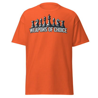 Weapons of Choice Chess T-Shirt | Tactical Chess Graphic Tee - Orange - T-Shirts Online