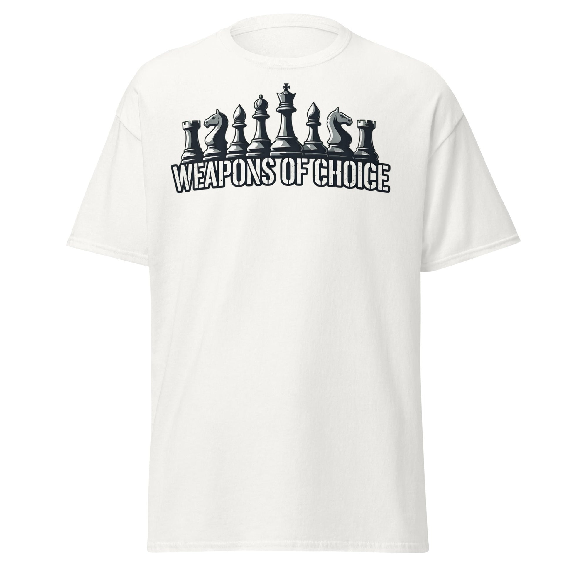 Weapons of Choice Chess T-Shirt | Tactical Chess Graphic Tee - White - T-Shirts Online