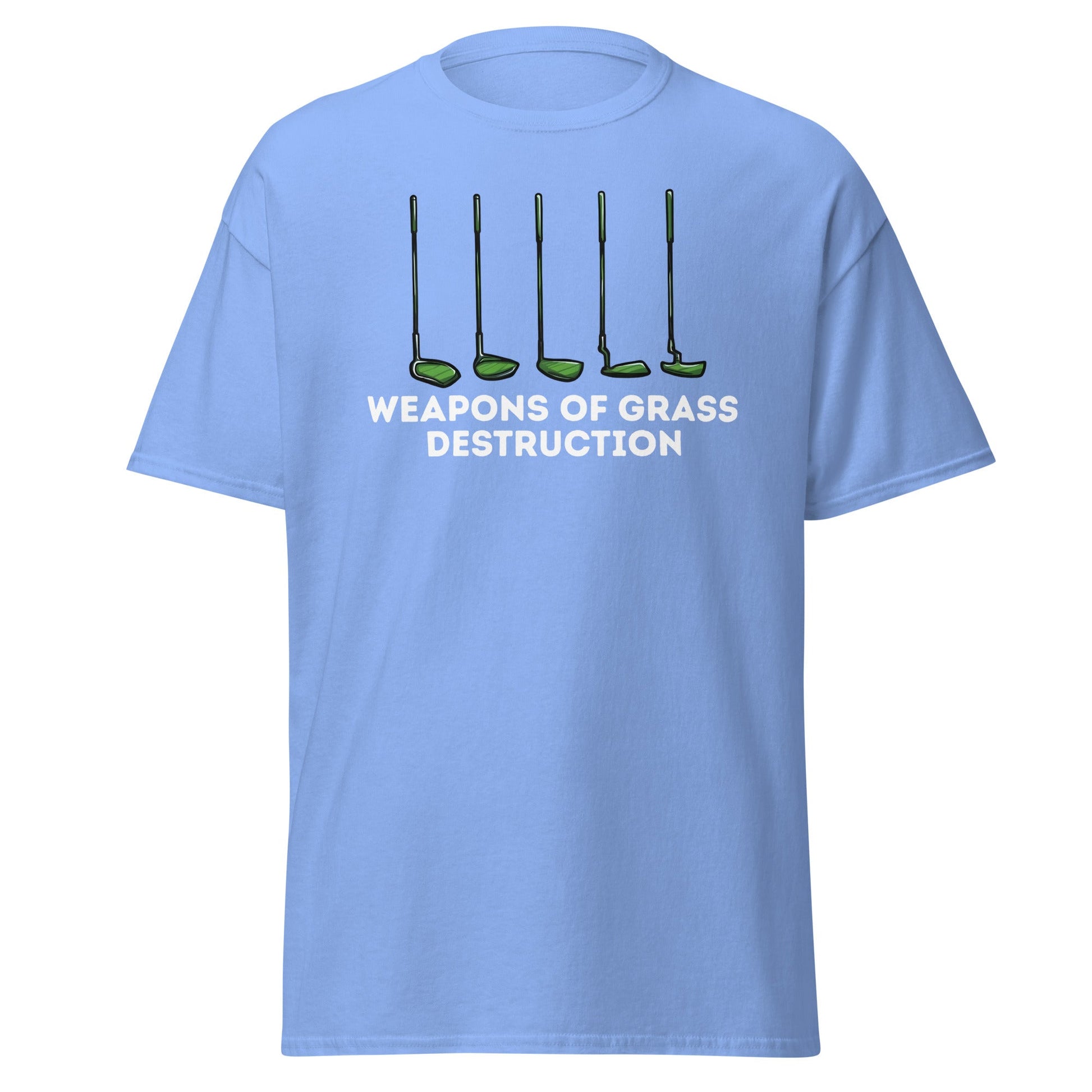 Weapons of Grass Destruction T-Shirt - Funny Golf Tee - Carolina Blue - T-Shirts Online