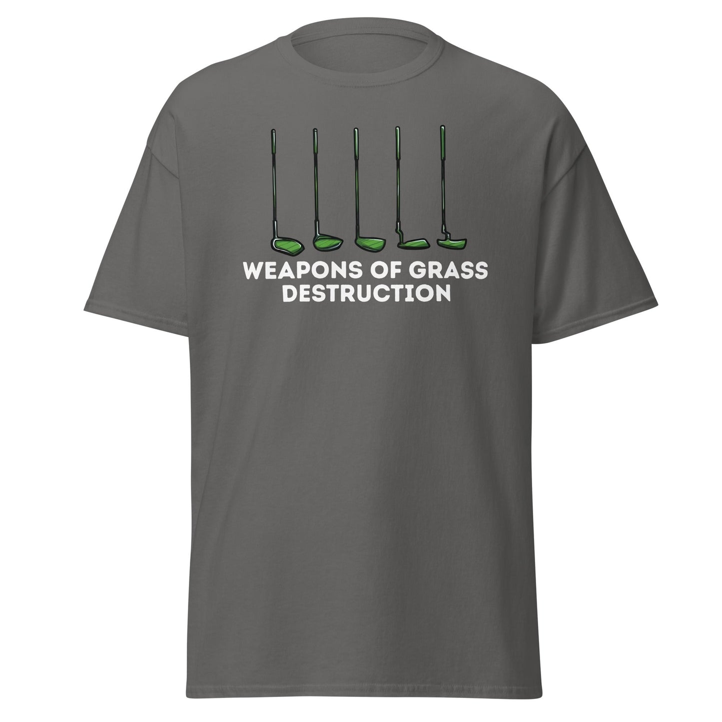 Weapons of Grass Destruction T-Shirt - Funny Golf Tee - Charcoal - T-Shirts Online