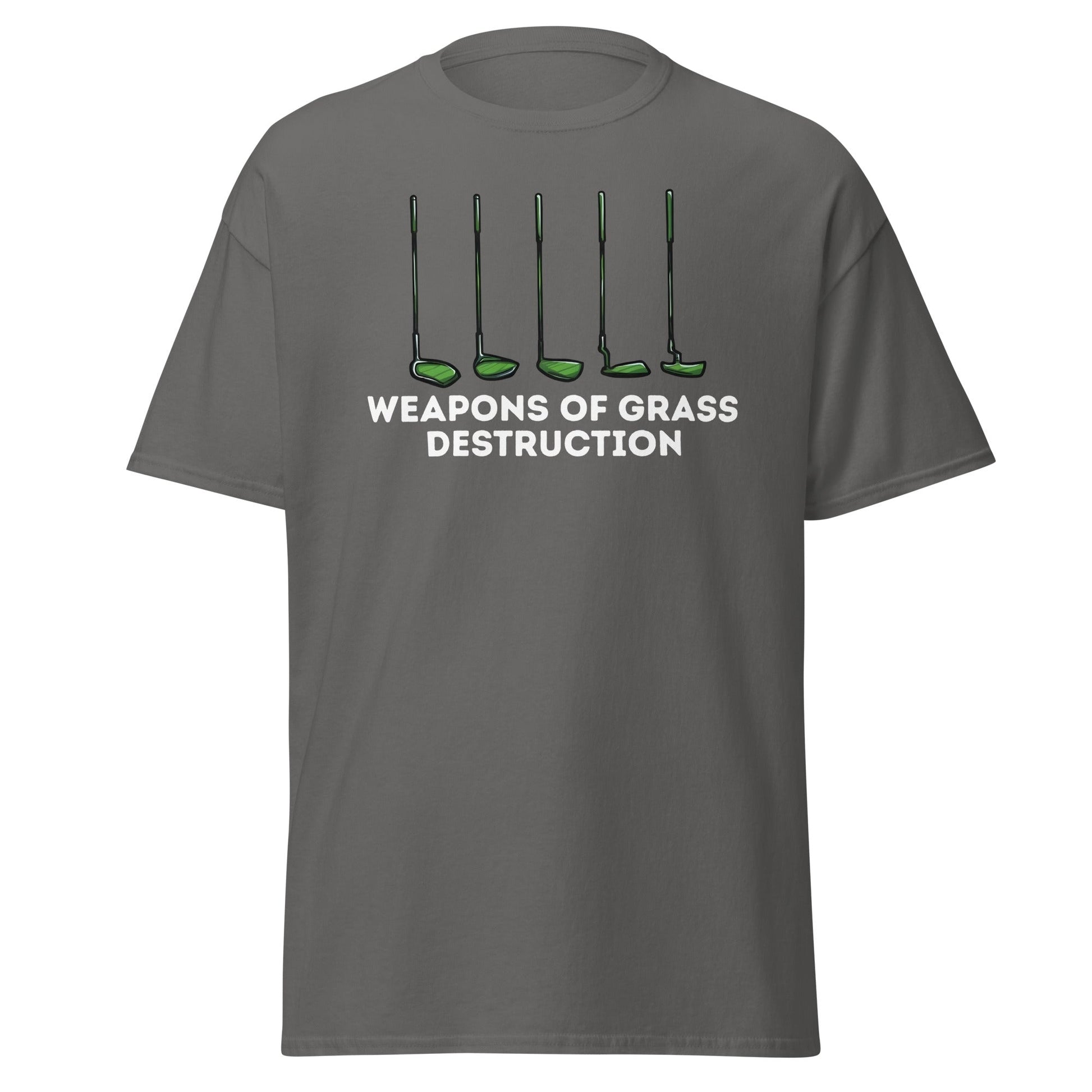 Weapons of Grass Destruction T-Shirt - Funny Golf Tee - Charcoal - T-Shirts Online