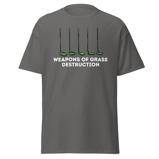 Weapons of Grass Destruction T-Shirt - Funny Golf Tee - Charcoal - T-Shirts Online
