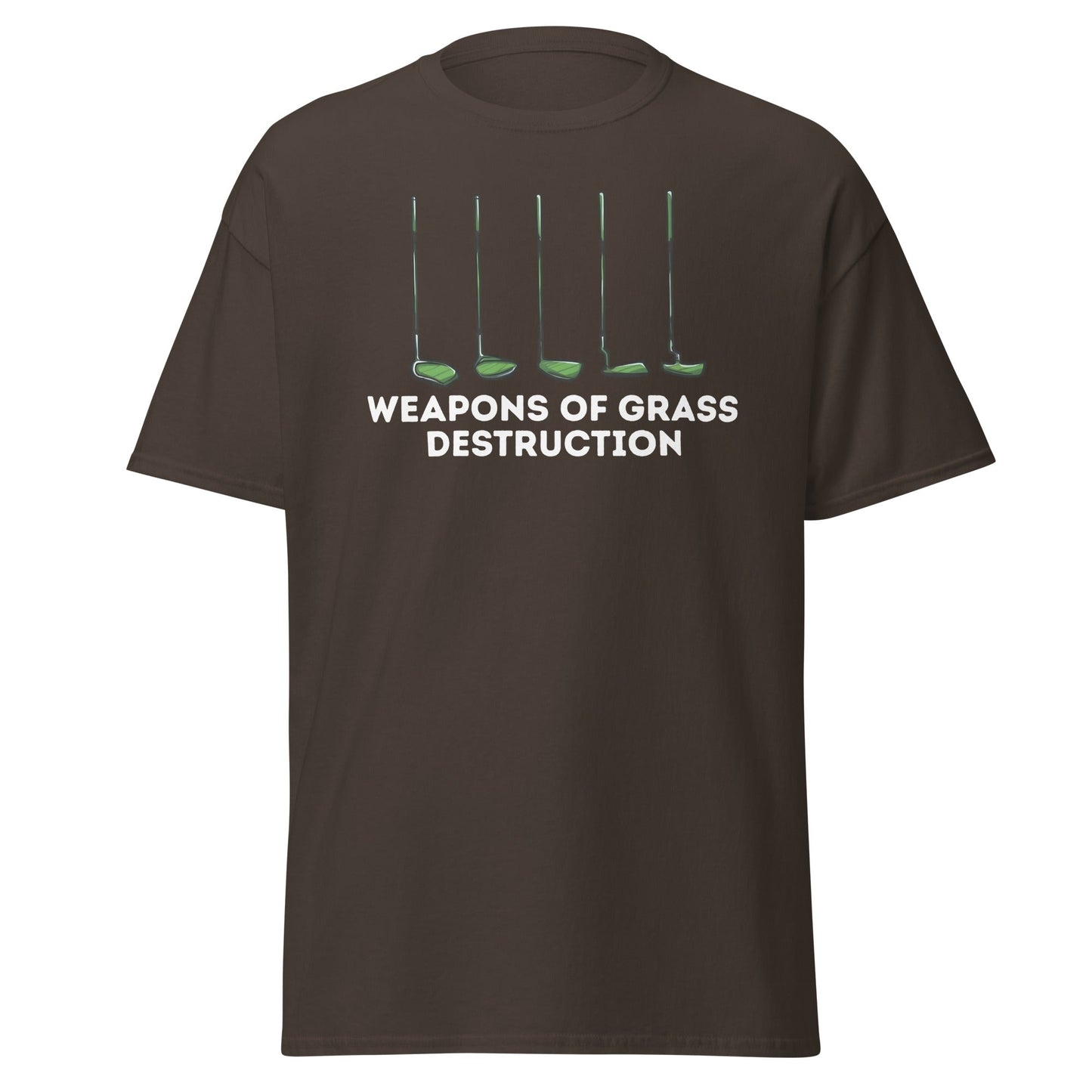 Weapons of Grass Destruction T-Shirt - Funny Golf Tee - Dark Chocolate - T-Shirts Online