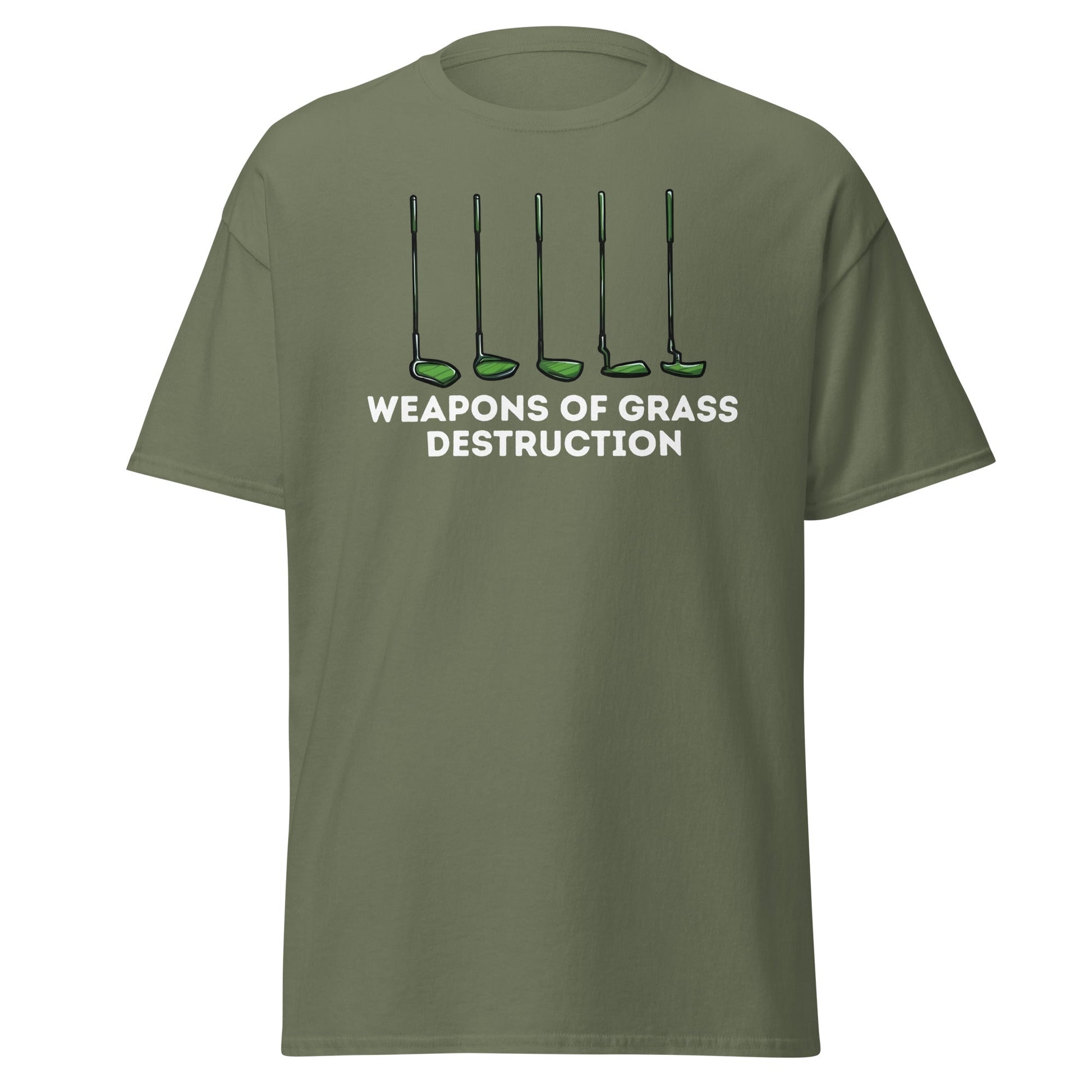 Weapons of Grass Destruction T-Shirt - Funny Golf Tee - Military Green - T-Shirts Online