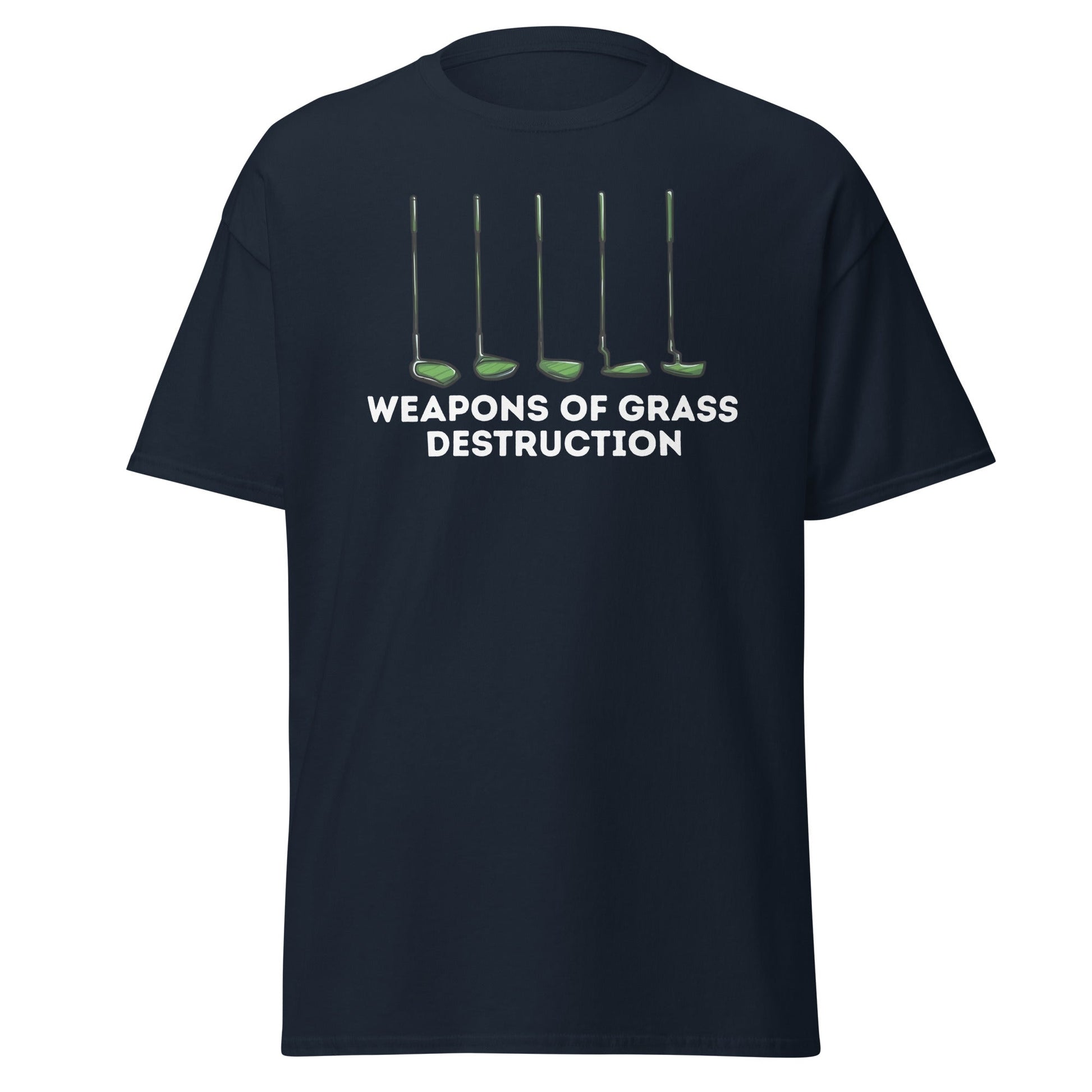 Weapons of Grass Destruction T-Shirt - Funny Golf Tee - Navy - T-Shirts Online
