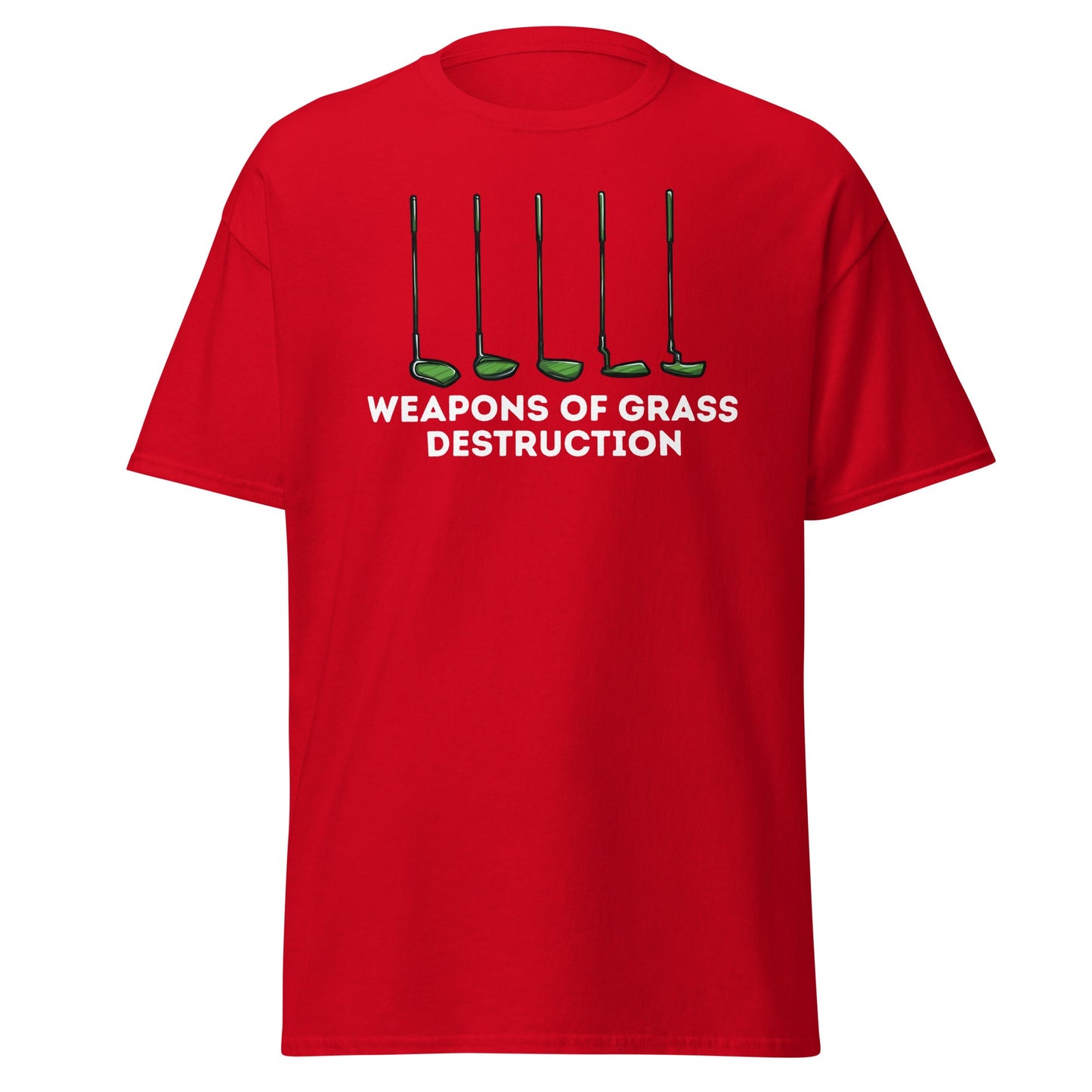 Weapons of Grass Destruction T-Shirt - Funny Golf Tee - Red - T-Shirts Online