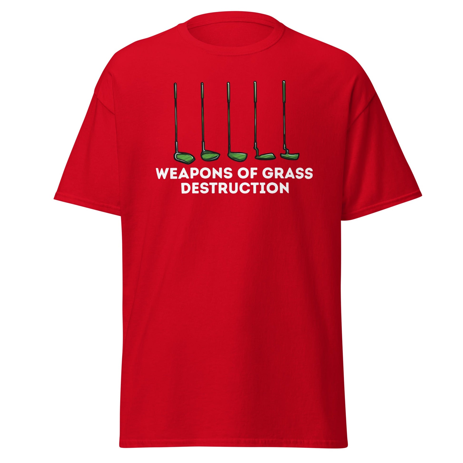 Weapons of Grass Destruction T-Shirt - Funny Golf Tee - Red - T-Shirts Online