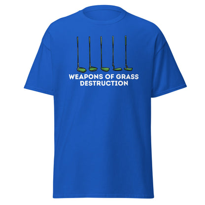 Weapons of Grass Destruction T-Shirt - Funny Golf Tee - Royal - T-Shirts Online
