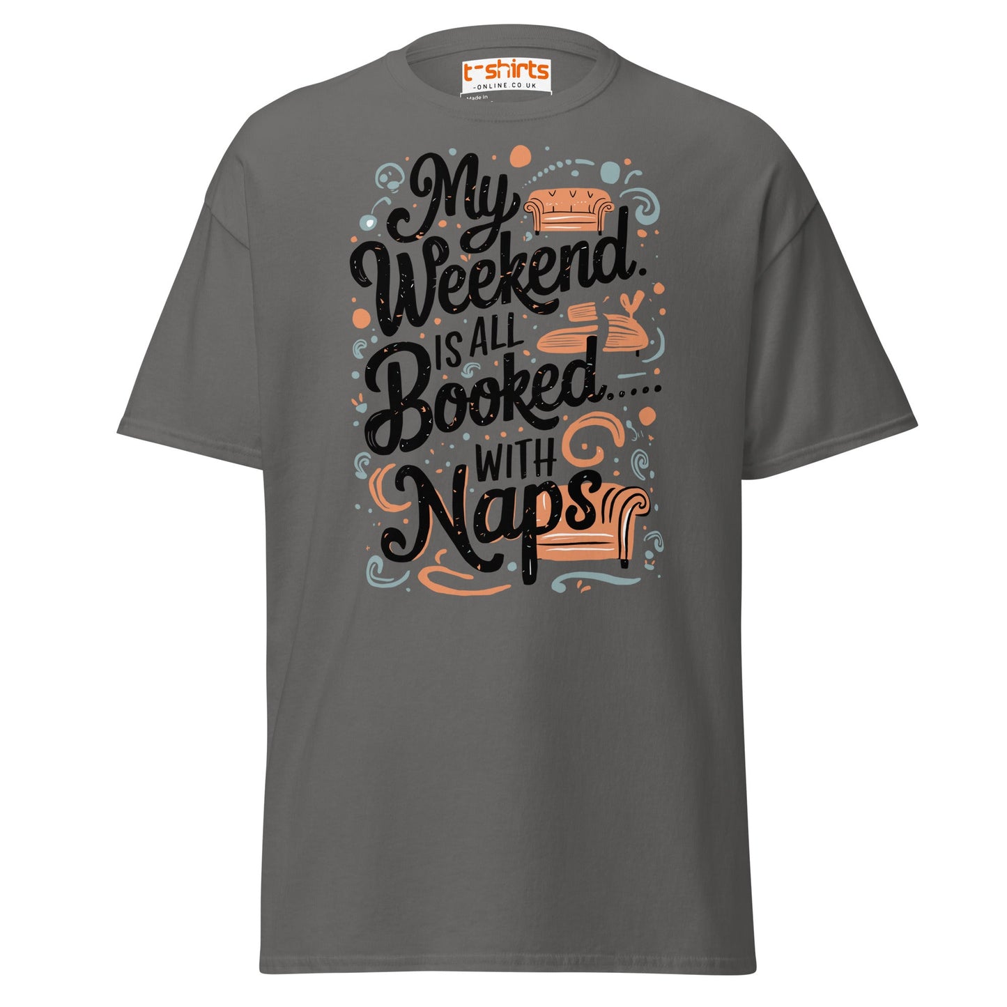 Weekend Naps T-Shirt – Funny Lazy Day Comfort Tee - Charcoal - T-Shirts Online