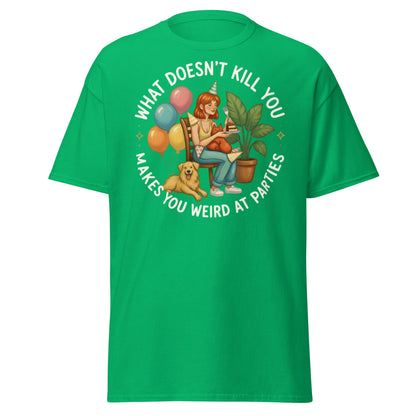Weird at Parties Funny Graphic Tee - Introvert Humor Shirt - Irish Green - T-Shirts Online