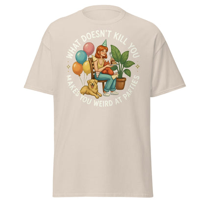 Weird at Parties Funny Graphic Tee - Introvert Humor Shirt - Natural - T-Shirts Online