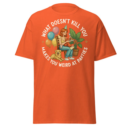 Weird at Parties Funny Graphic Tee - Introvert Humor Shirt - Orange - T-Shirts Online