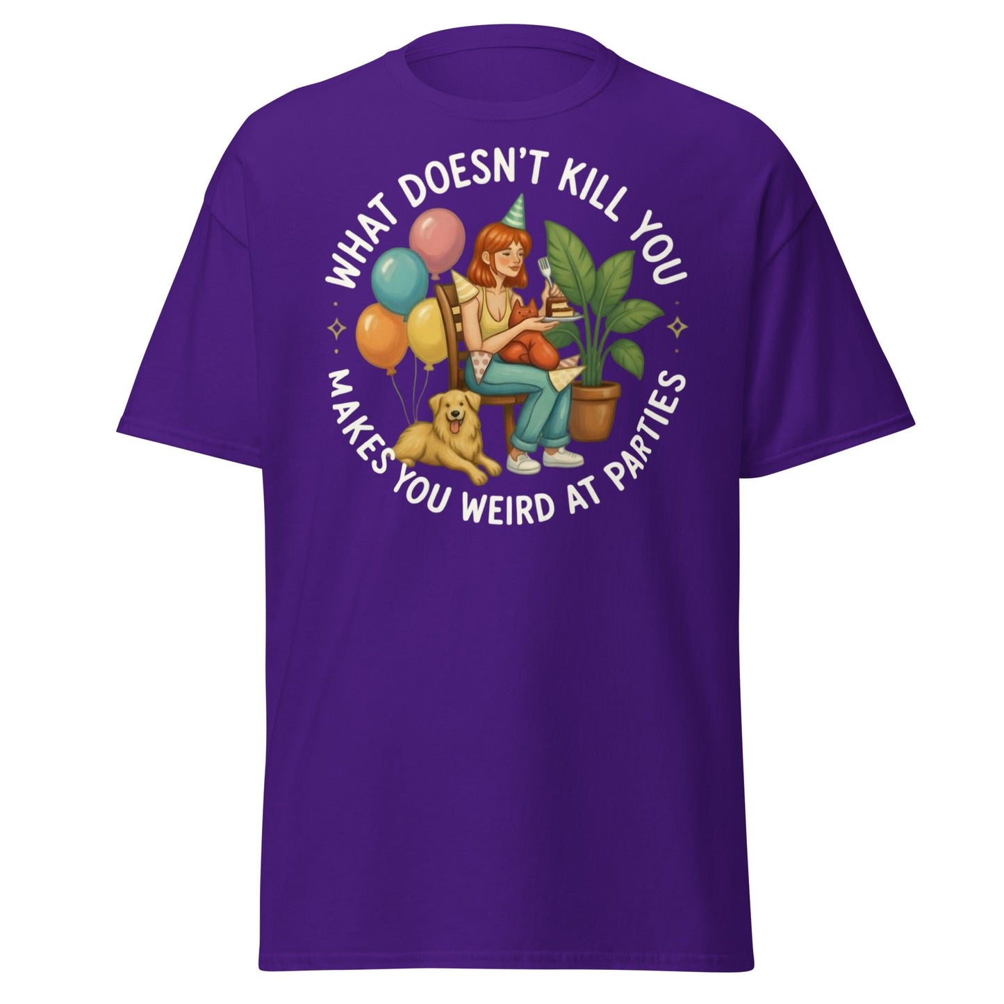 Weird at Parties Funny Graphic Tee - Introvert Humor Shirt - Purple - T-Shirts Online