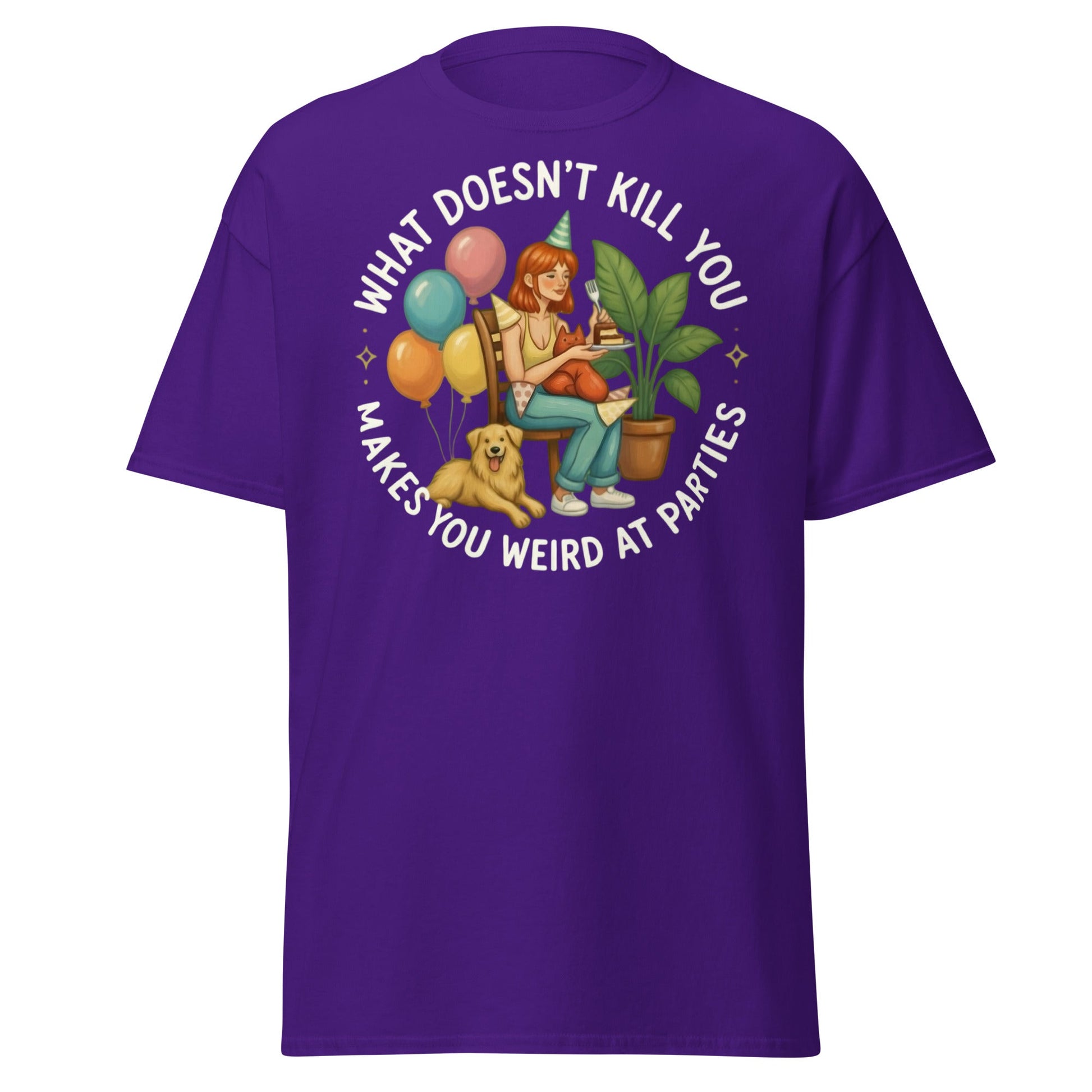 Weird at Parties Funny Graphic Tee - Introvert Humor Shirt - Purple - T-Shirts Online