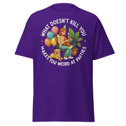 Weird at Parties Funny Graphic Tee - Introvert Humor Shirt - Purple - T-Shirts Online