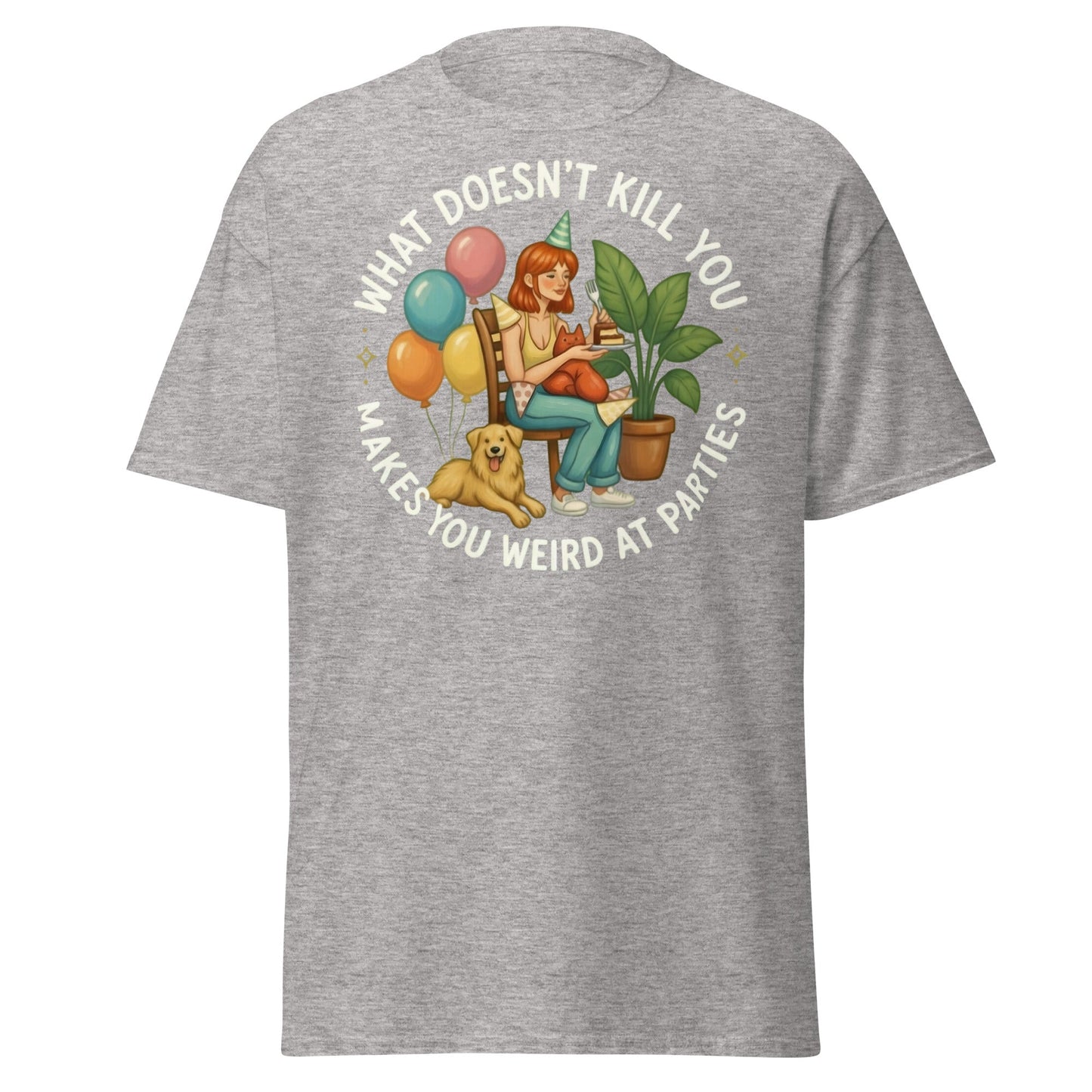 Weird at Parties Funny Graphic Tee - Introvert Humor Shirt - Sport Grey - T-Shirts Online