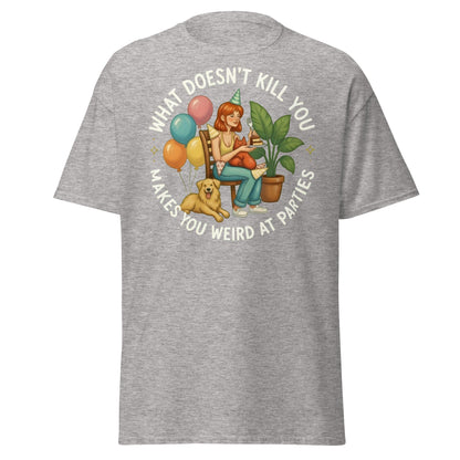 Weird at Parties Funny Graphic Tee - Introvert Humor Shirt - Sport Grey - T-Shirts Online