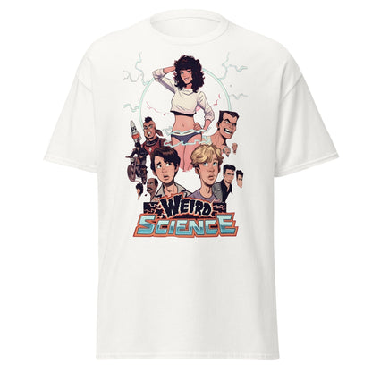 Weird Science Cartoon Tribute T-Shirt - 80s Movie Fan Tee - White - T-Shirts Online