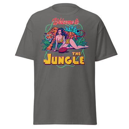 Welcome to the Jungle T-Shirt | Retro Pin - Up Tiger Tee - Charcoal - T-Shirts Online
