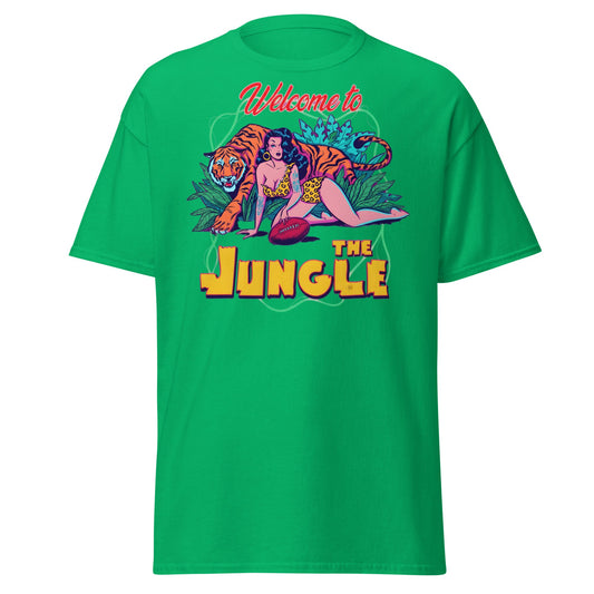 Welcome to the Jungle T-Shirt | Retro Pin - Up Tiger Tee - Irish Green - T-Shirts Online