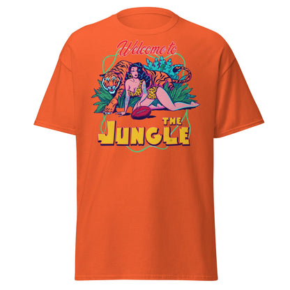 Welcome to the Jungle T-Shirt | Retro Pin - Up Tiger Tee - Orange - T-Shirts Online