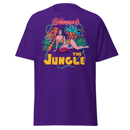 Welcome to the Jungle T-Shirt | Retro Pin - Up Tiger Tee - Purple - T-Shirts Online