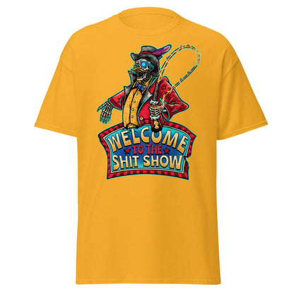 Welcome to the Shit Show Skeleton Ringmaster Tee - Gold - T-Shirts Online
