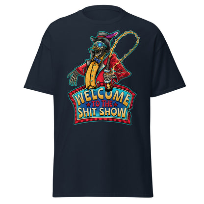 Welcome to the Shit Show Skeleton Ringmaster Tee - Navy - T-Shirts Online