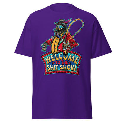 Welcome to the Shit Show Skeleton Ringmaster Tee - Purple - T-Shirts Online