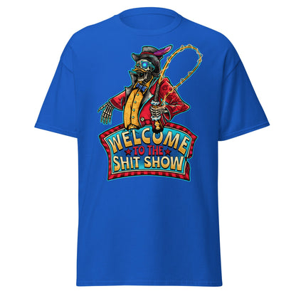 Welcome to the Shit Show Skeleton Ringmaster Tee - Royal - T-Shirts Online