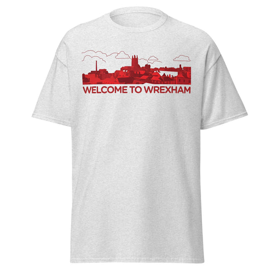 Welcome to Wrexham T-Shirt – Welsh City Skyline Tee - Ash - T-Shirts Online