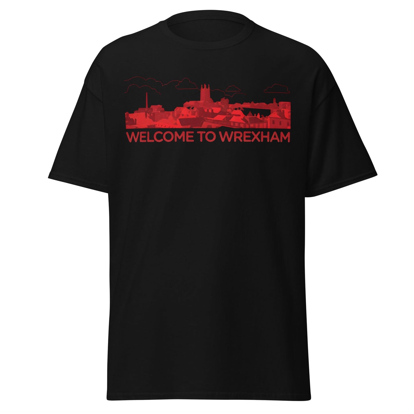 Welcome to Wrexham T-Shirt – Welsh City Skyline Tee - Black - T-Shirts Online