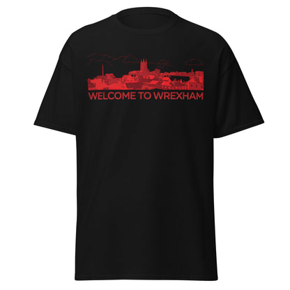 Welcome to Wrexham T-Shirt – Welsh City Skyline Tee - Black - T-Shirts Online