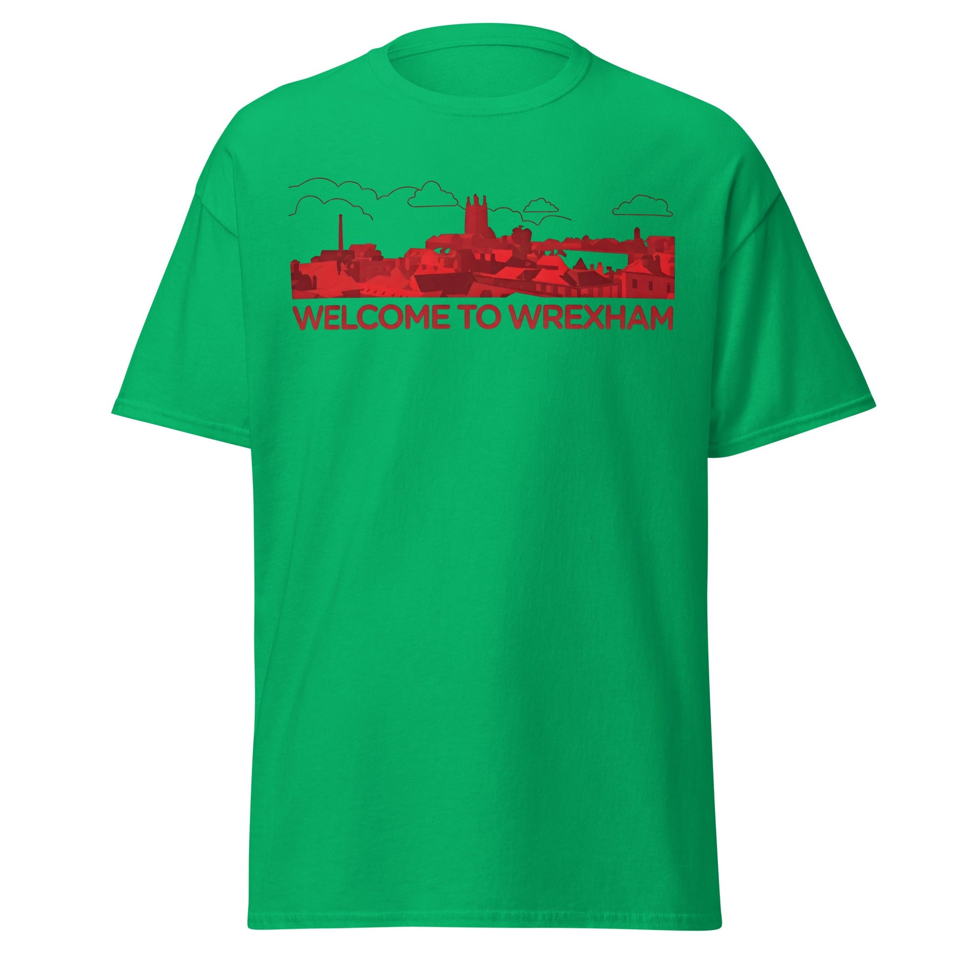 Welcome to Wrexham T-Shirt – Welsh City Skyline Tee - Irish Green - T-Shirts Online