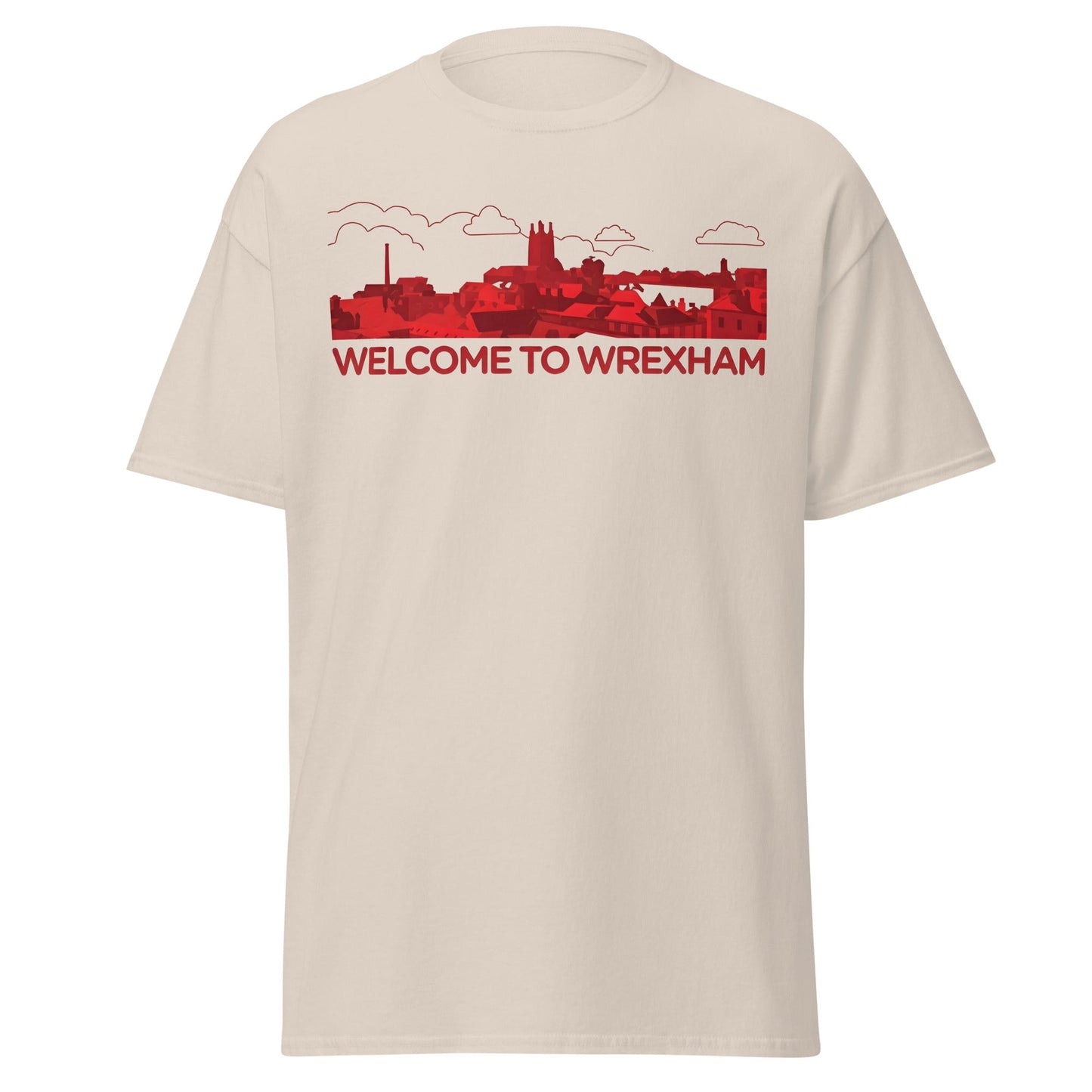 Welcome to Wrexham T-Shirt – Welsh City Skyline Tee - Natural - T-Shirts Online