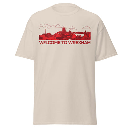Welcome to Wrexham T-Shirt – Welsh City Skyline Tee - Natural - T-Shirts Online