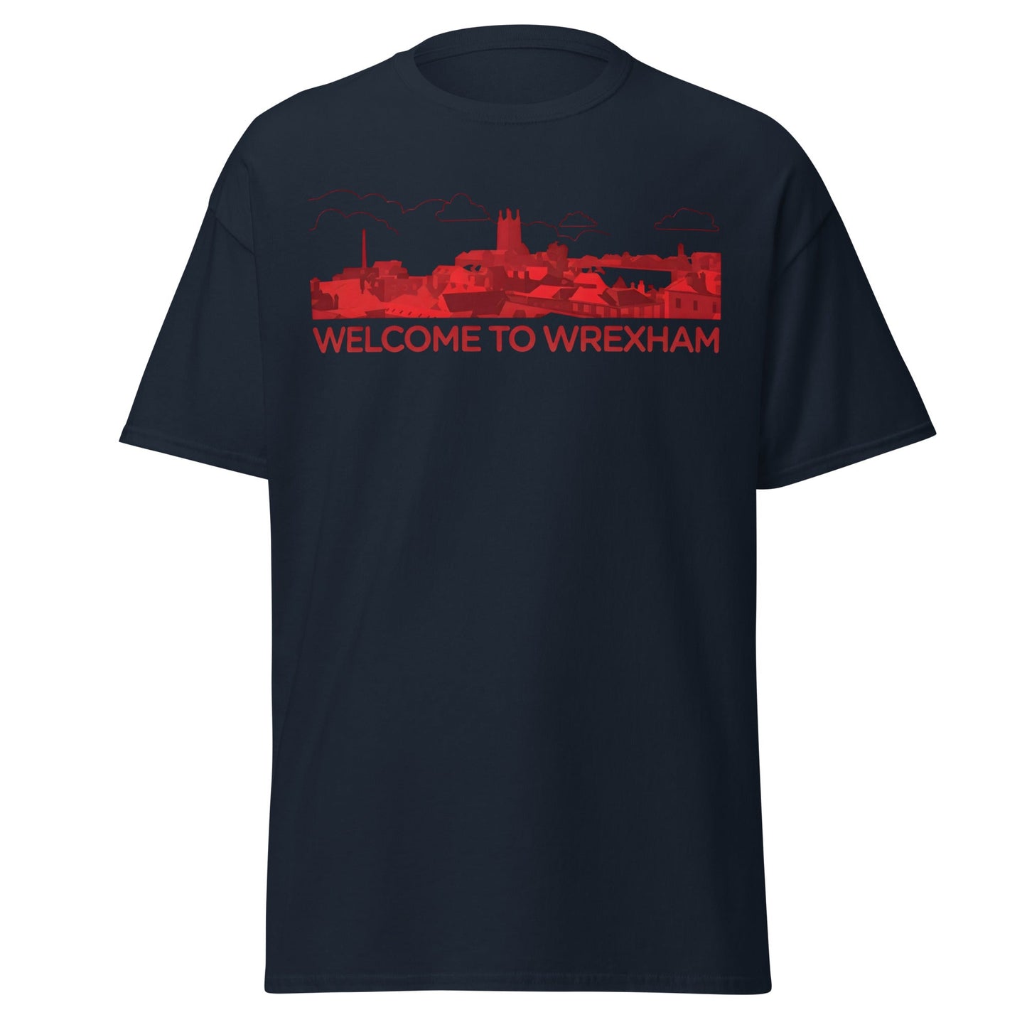 Welcome to Wrexham T-Shirt – Welsh City Skyline Tee - Navy - T-Shirts Online