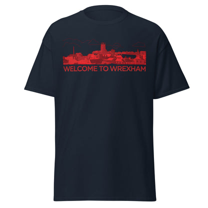 Welcome to Wrexham T-Shirt – Welsh City Skyline Tee - Navy - T-Shirts Online