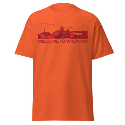 Welcome to Wrexham T-Shirt – Welsh City Skyline Tee - Orange - T-Shirts Online