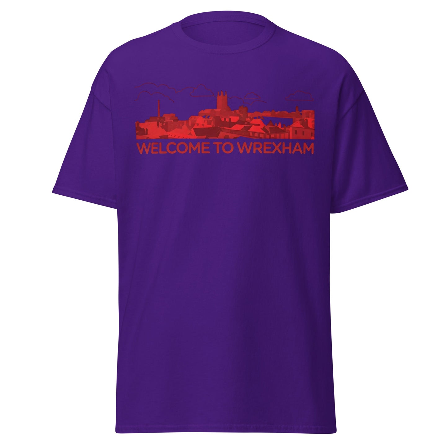 Welcome to Wrexham T-Shirt – Welsh City Skyline Tee - Purple - T-Shirts Online