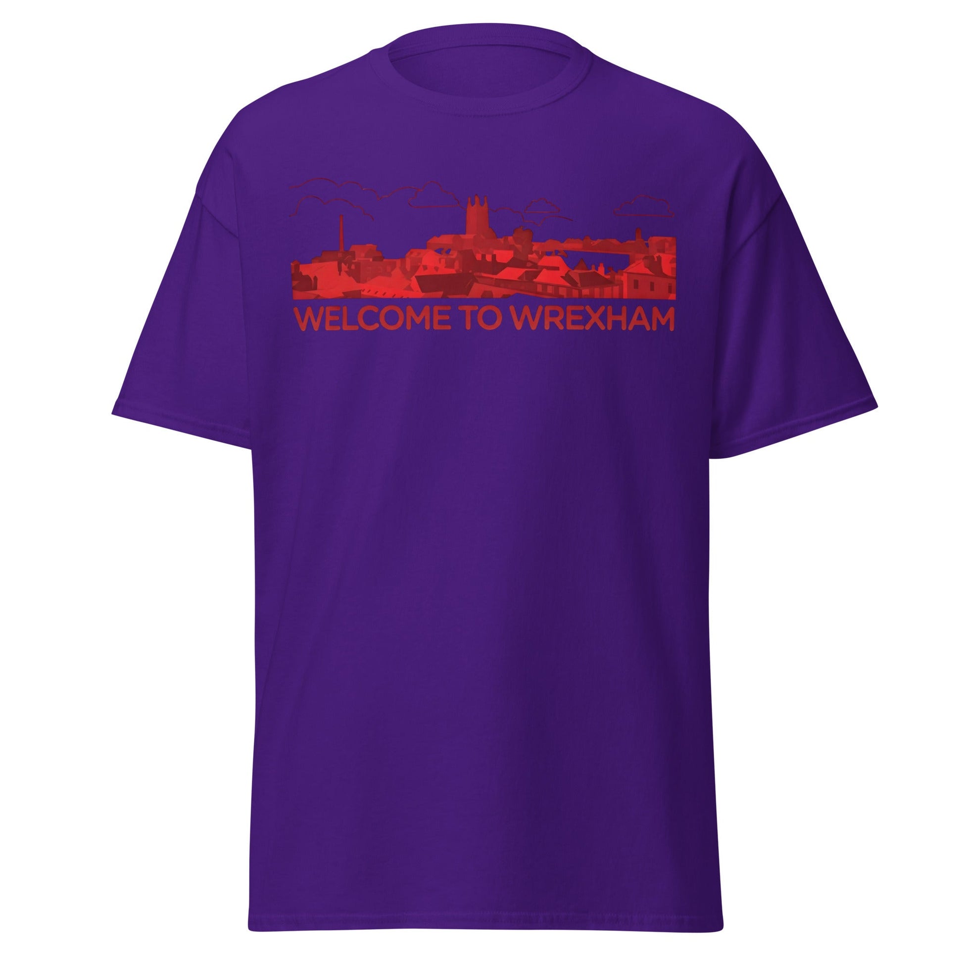 Welcome to Wrexham T-Shirt – Welsh City Skyline Tee - Purple - T-Shirts Online